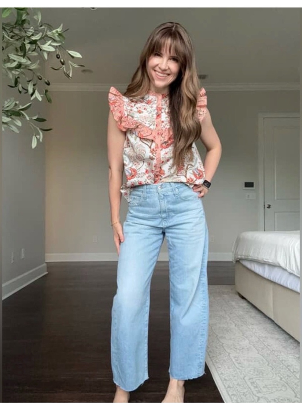 NWT Floral Ruffle Yoke Blouse - Picture 4 of 5